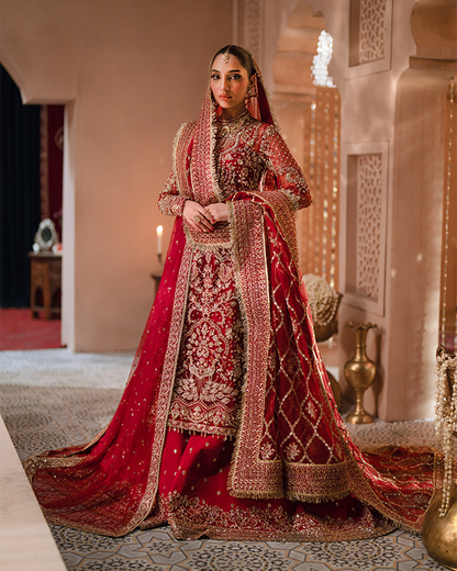 Zevk | Mughal Raniya | Mughal Mah Rani S Red Organza