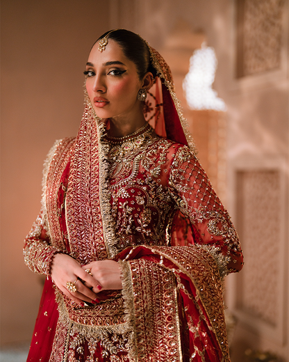 Zevk | Mughal Raniya | Mughal Mah Rani L Red Organza