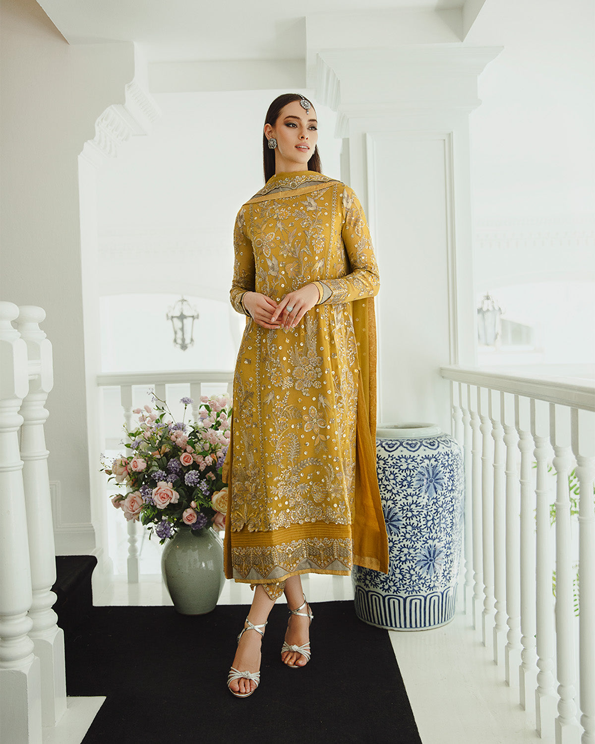 Maryum n Maria | Freesia Ariya Formals | SW23-510 - Ocher - Laleh - Pakistani Designer Dress - by Maryam N Maria | Type: Formal - 100% Original at Saira Sultan