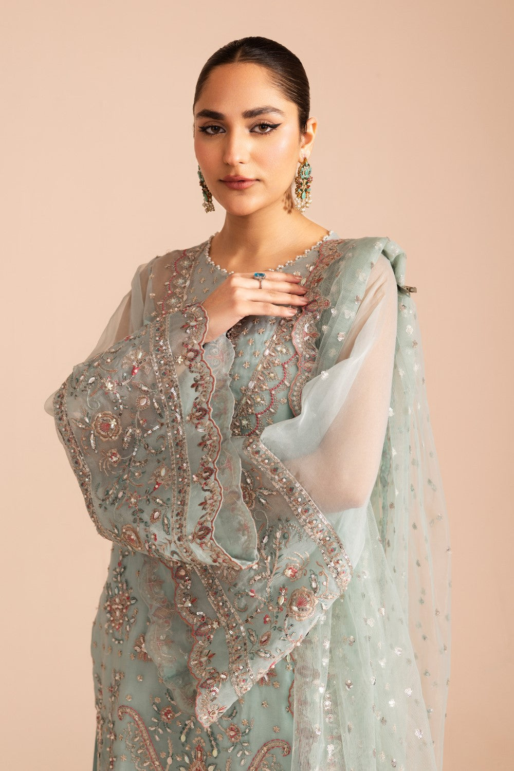 Maryum N Maria | Zircon Formals | NAHID - MS40078 M Sky Blue Organza