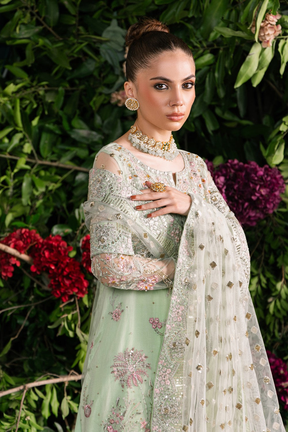 Maryum N Maria | Zircon Formals | SEPIDEH - MS40084 Custom Size Pastel Mint Organza