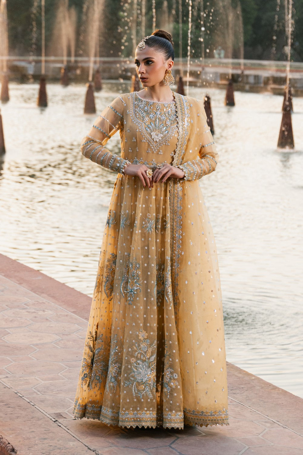 Maryum N Maria | Zircon Formals | JAHANANA - MS40074 S Dust Yellow Organza