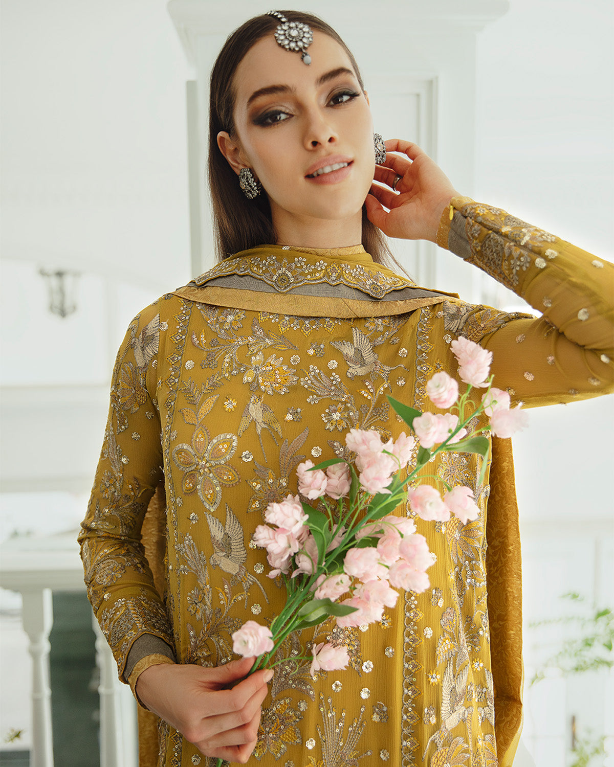 Maryum n Maria | Freesia Ariya Formals | SW23-510 - Ocher - Laleh - Pakistani Designer Dress - by Maryam N Maria | Type: Formal - 100% Original at Saira Sultan