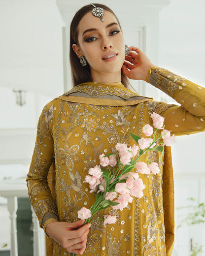 Maryum n Maria | Freesia Ariya Formals | SW23-510 - Ocher - Laleh - Pakistani Designer Dress - by Maryam N Maria | Type: Formal - 100% Original at Saira Sultan