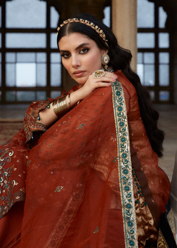 Laj | Hath Kahani Luxury Formals 24 | SHAHRANI XL Rust Organza