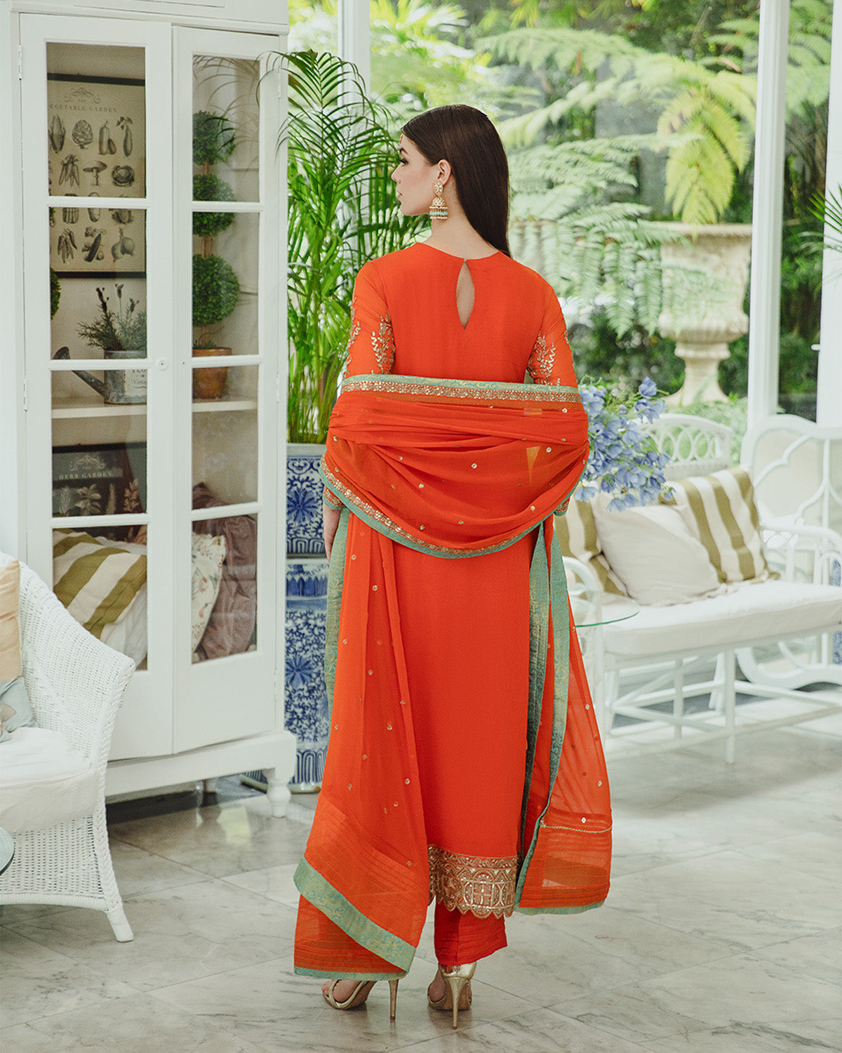 Maryum n Maria | Freesia Ariya Formals | SW23-509 - Tiger Orange - Mina - Pakistani Designer Dress - by Maryam N Maria | Type: Formal - 100% Original at Saira Sultan