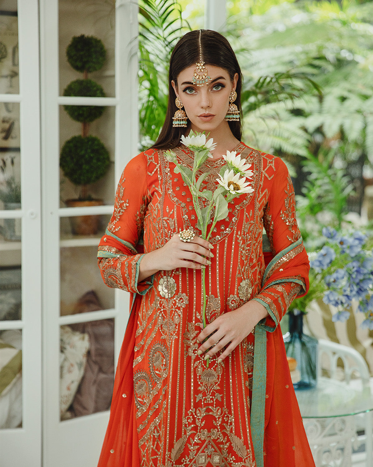 Maryum n Maria | Freesia Ariya Formals | SW23-509 - Tiger Orange - Mina - Pakistani Designer Dress - by Maryam N Maria | Type: Formal - 100% Original at Saira Sultan