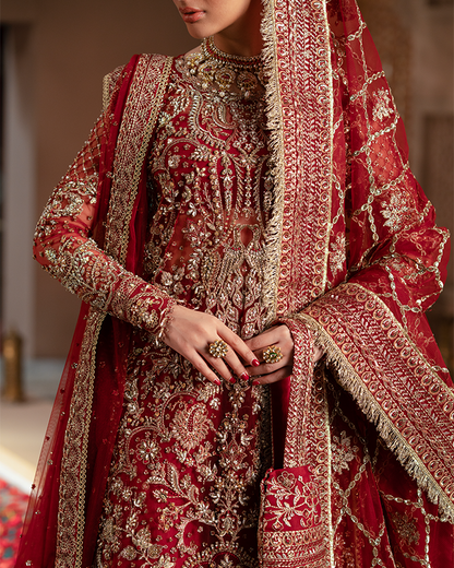 Zevk | Mughal Raniya | Mughal Mah Rani M Red Organza