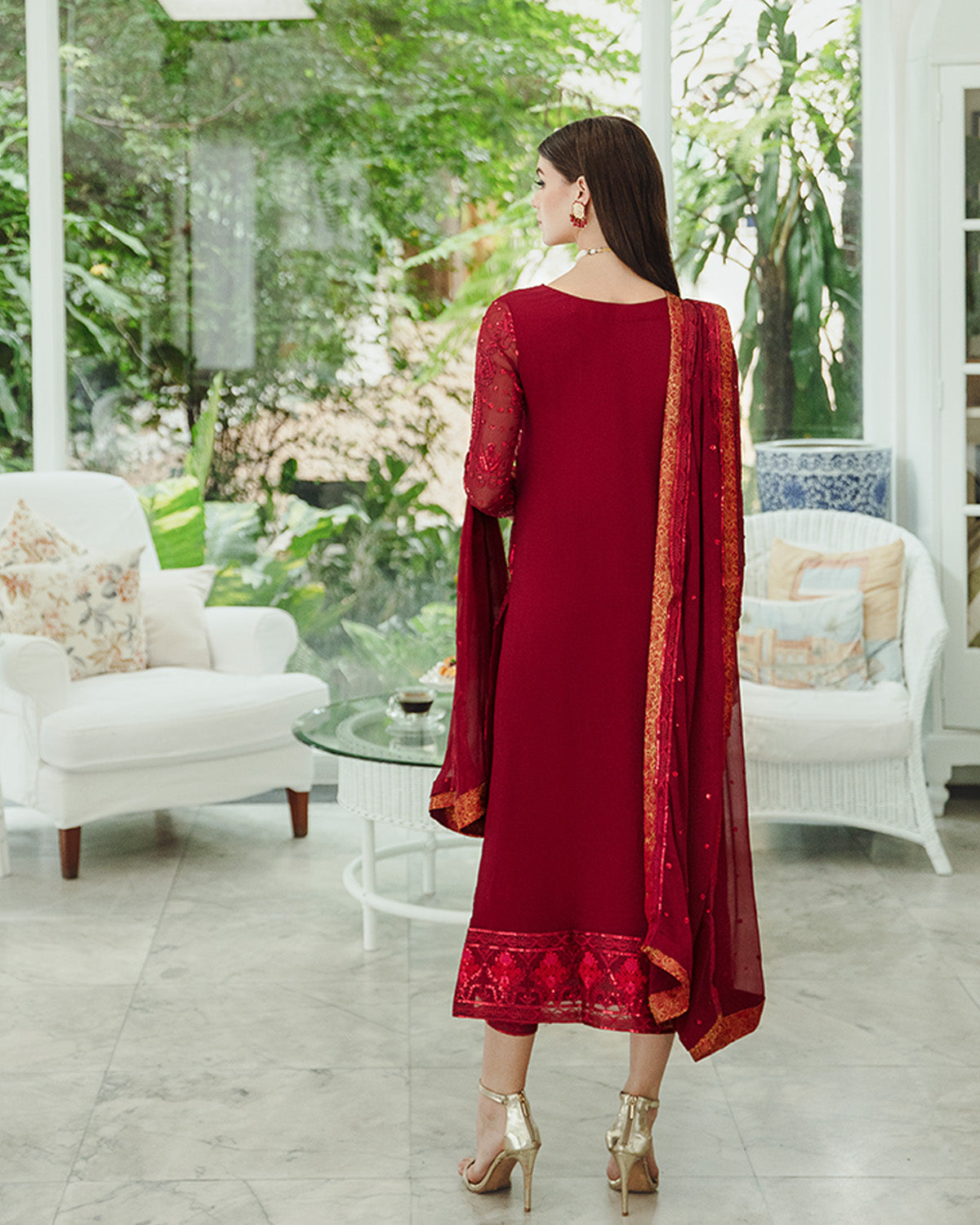 Maryum n Maria | Freesia Ariya Formals | SW23-506 - Crimson - Shadi - Pakistani Designer Dress - by Maryam N Maria | Type: Formal - 100% Original at Saira Sultan