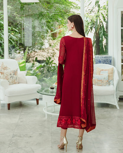 Maryum n Maria | Freesia Ariya Formals | SW23-506 - Crimson - Shadi - Pakistani Designer Dress - by Maryam N Maria | Type: Formal - 100% Original at Saira Sultan