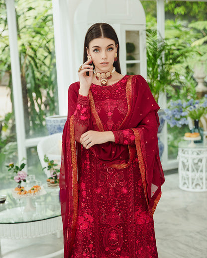 Maryum n Maria | Freesia Ariya Formals | SW23-506 - Crimson - Shadi - Pakistani Designer Dress - by Maryam N Maria | Type: Formal - 100% Original at Saira Sultan