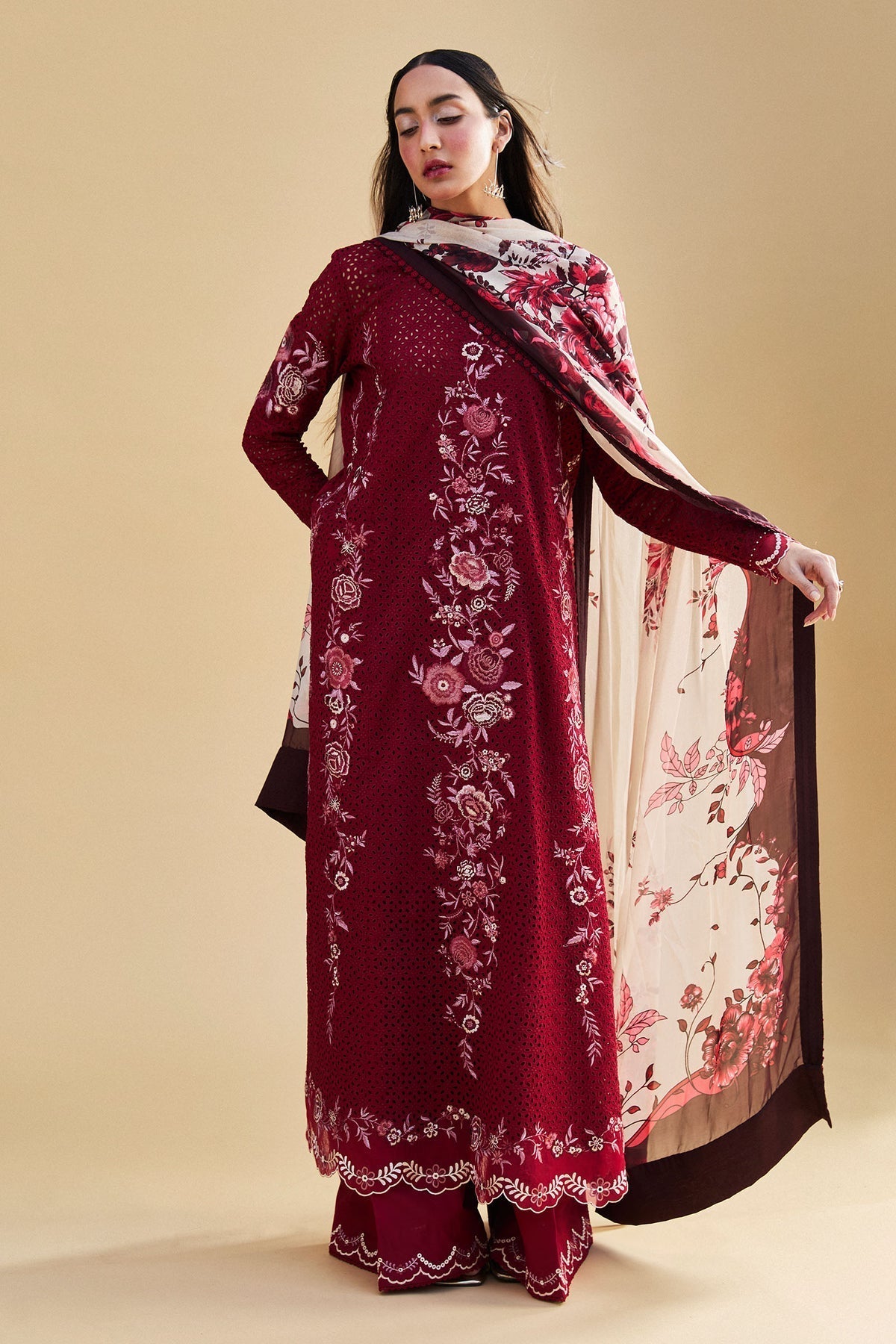 Zara Shahjahan | Satori 25 | Asa-5B XS Maroon Lawn