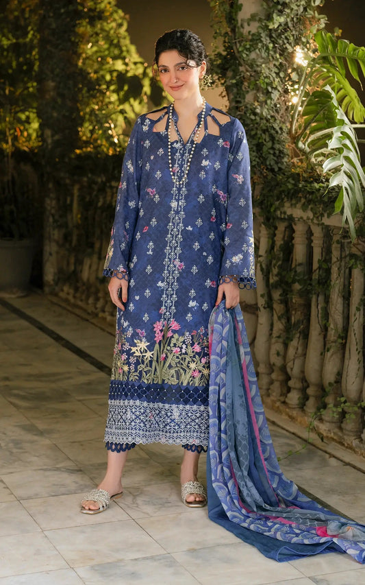 Asifa and Nabeel | Gulkari Summer 25 | Azure Whisper (GKL-05) XS Persion Blue Lawn