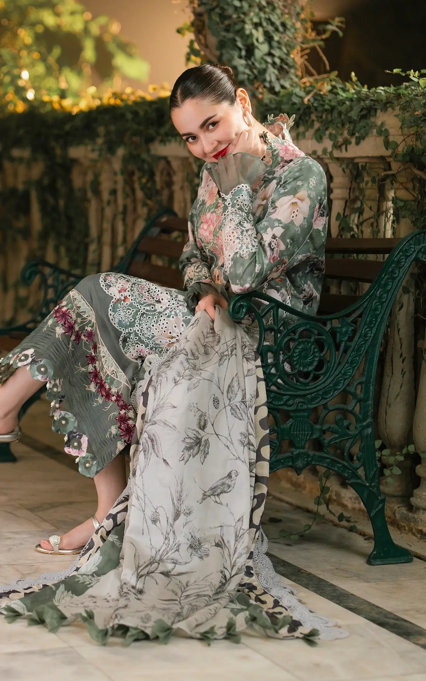 Asifa and Nabeel | Gulkari Summer 25 | Arabella (GKL-06) M Greenish Brown Lawn