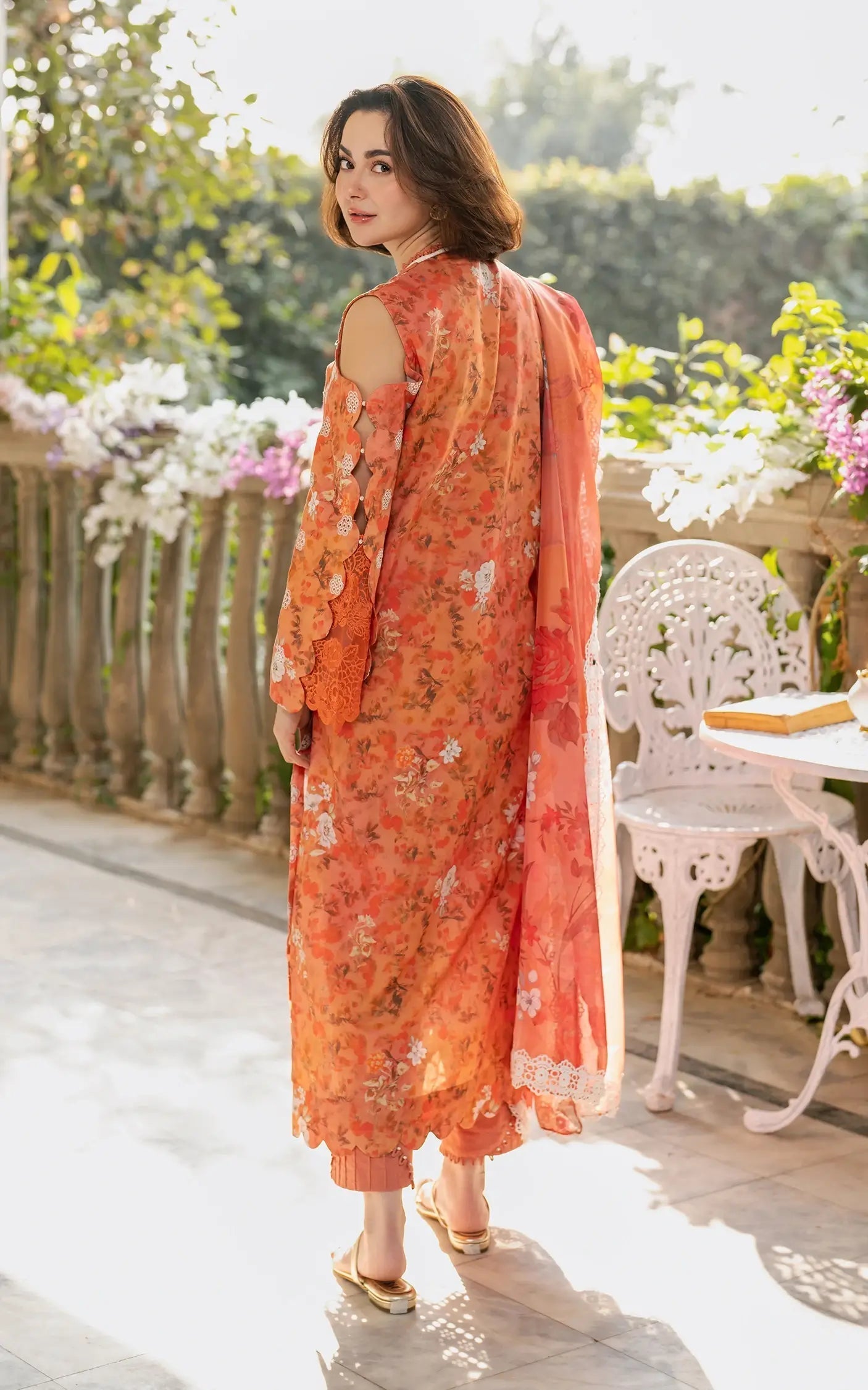 Asifa and Nabeel | Gulkari Summer 25 | Citrus Glow (GKL-08) S Orange Lawn