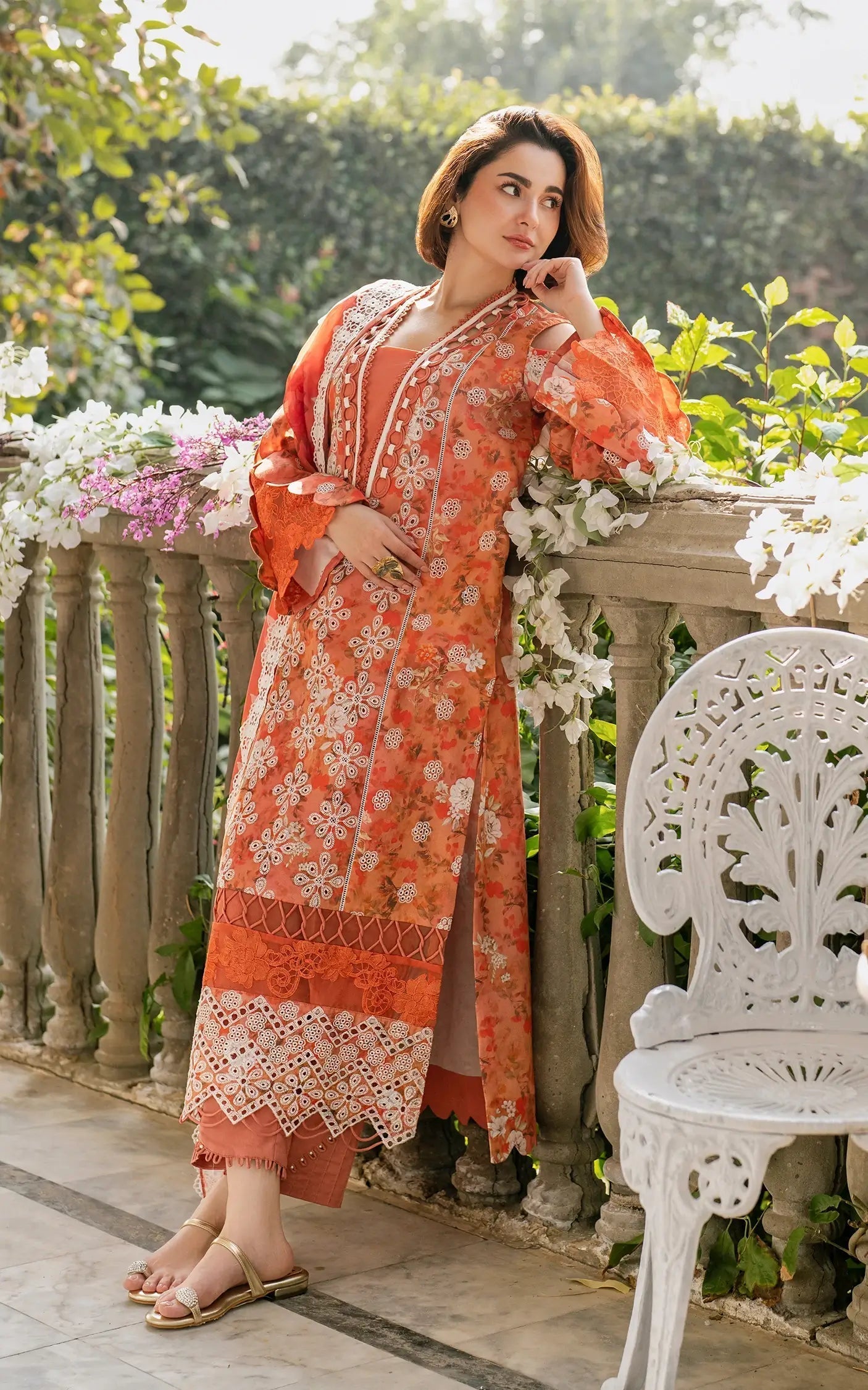 Asifa and Nabeel | Gulkari Summer 25 | Citrus Glow (GKL-08) L Orange Lawn