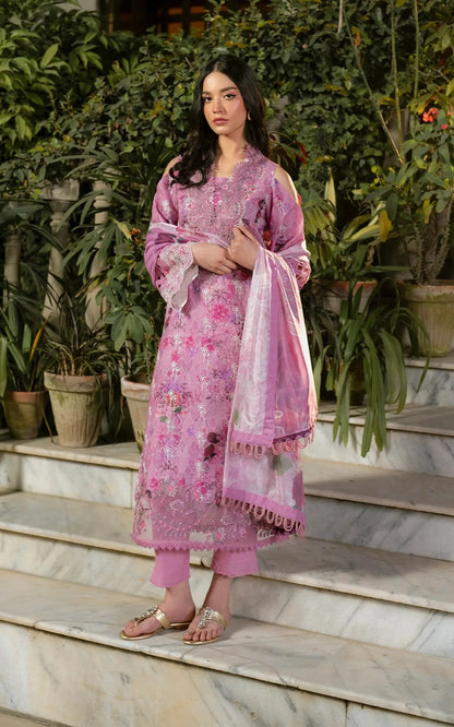 Asifa and Nabeel | Gulkari Summer 25 | Dawn Petals (GKL-10) XL Soft Pink Lawn