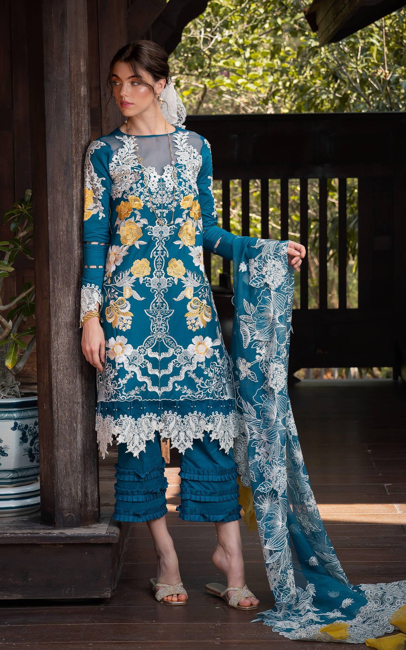 Asifa and Nabeel | Rosemary Ruffles 24 | Flora - Pakistani Designer Dress - by Asifa and Nabeel | Type: Luxury - 100% Original at Saira Sultan