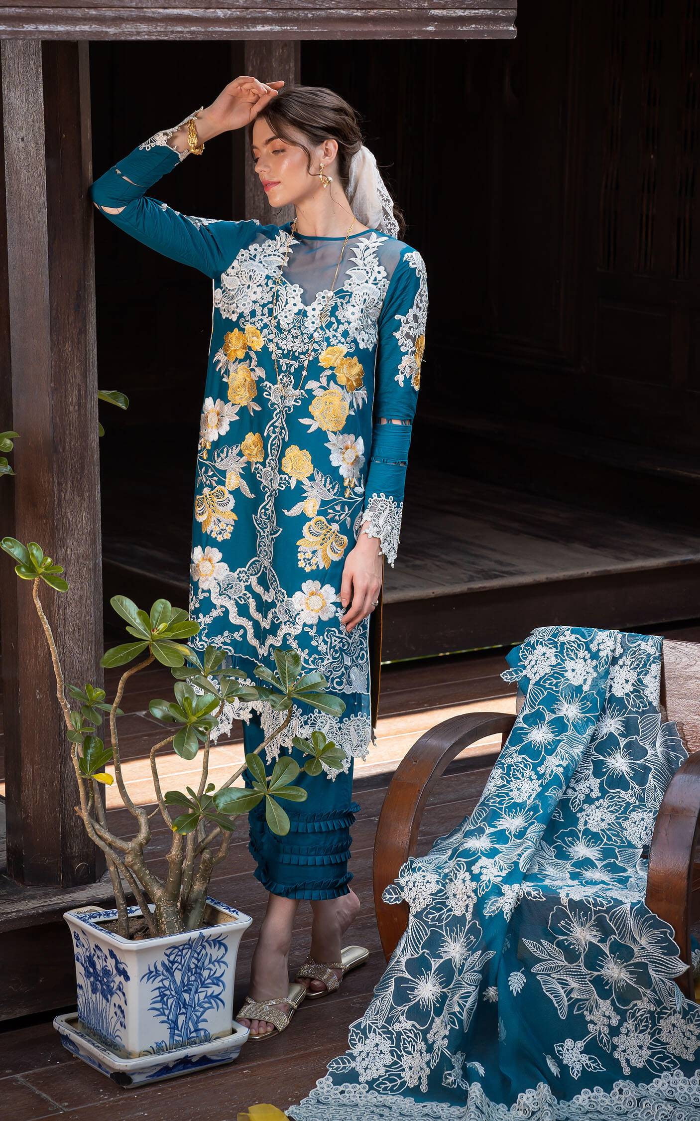 Asifa and Nabeel | Rosemary Ruffles 24 | Flora - Pakistani Designer Dress - by Asifa and Nabeel | Type: Luxury - 100% Original at Saira Sultan