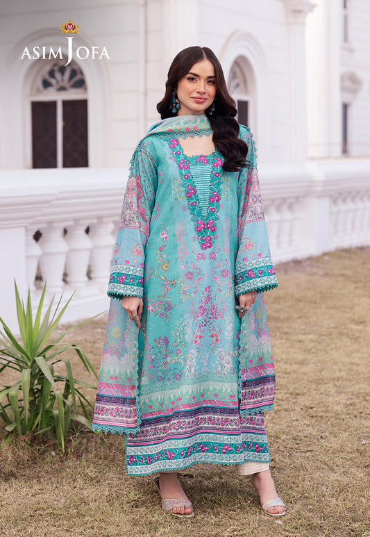 Asim Jofa | Charmuse Silk | AJRS-04 XS Aqua Raw Silk
