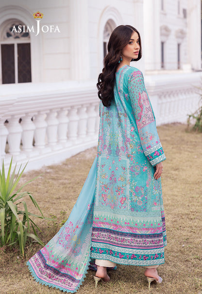 Asim Jofa | Charmuse Silk | AJRS-04 S Aqua Raw Silk