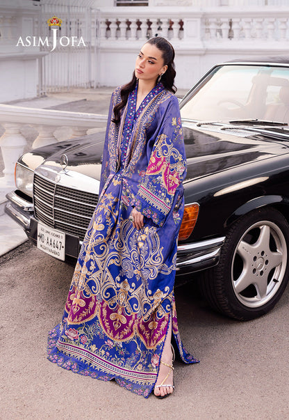 Asim Jofa | Charmuse Silk | AJRS-06 L Blue Blended Silk