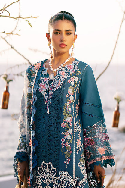 AJR Couture | Dastan Luxury Lawn 25 | Aura M Sea Green Lawn