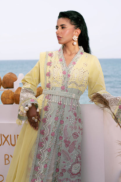 AJR Couture | Dastan Luxury Lawn 25 | Azure XL Off White Lawn