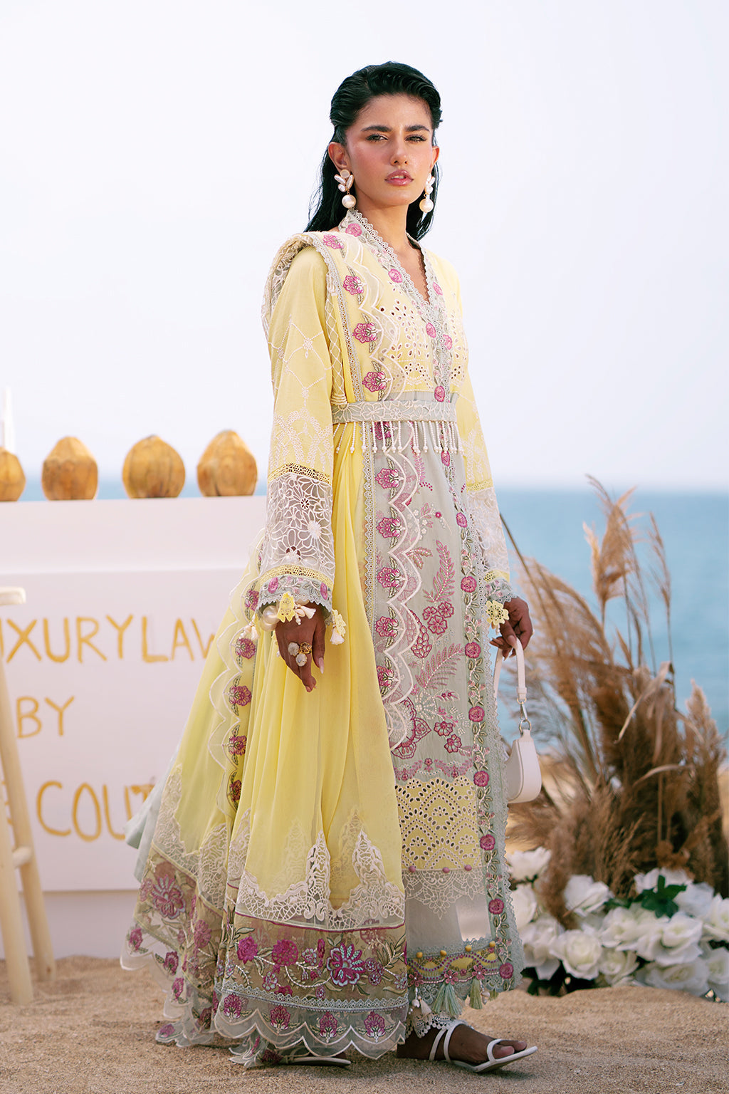 AJR Couture | Dastan Luxury Lawn 25 | Azure Custom Size Off White Lawn