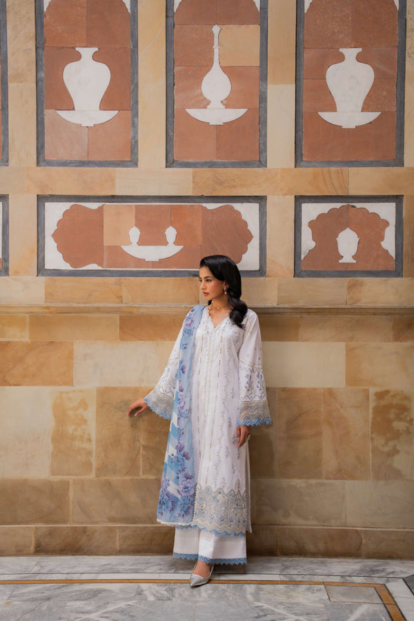 Azzal | Lawn 25 | IVORY - Pakistani Designer Dress - by Azzal - Type : Ladies Clothes - 100% Original at Saira Sultan