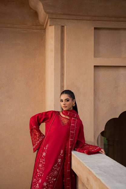 Azzal | Lawn 25 | CRIMSON - Pakistani Designer Dress - by Azzal - Type : Ladies Clothes - 100% Original at Saira Sultan