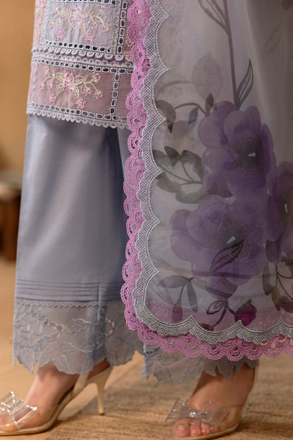 Saira Rizwan | Luxury Lawn 25 |EDRINA-SRL25-03 M Light Blue Gray Lawn