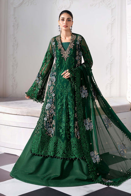 Maria B | Mbroidered 2025 | BD-3008 XS Emerald Green Open Long Shirt with Lehnga