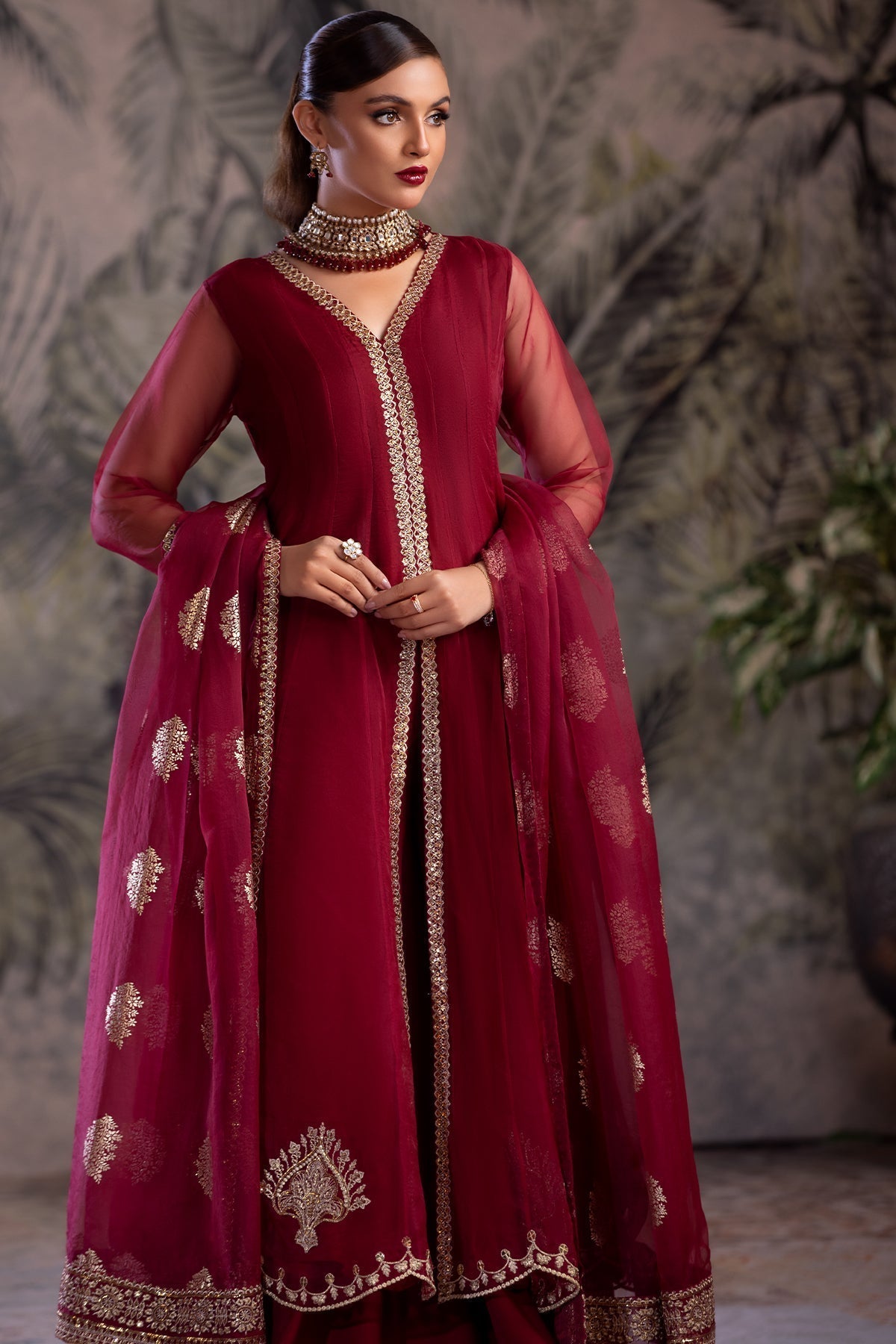 Charizma | Festive Pret | CMA-4-049 L Long Open Gown with Lehnga