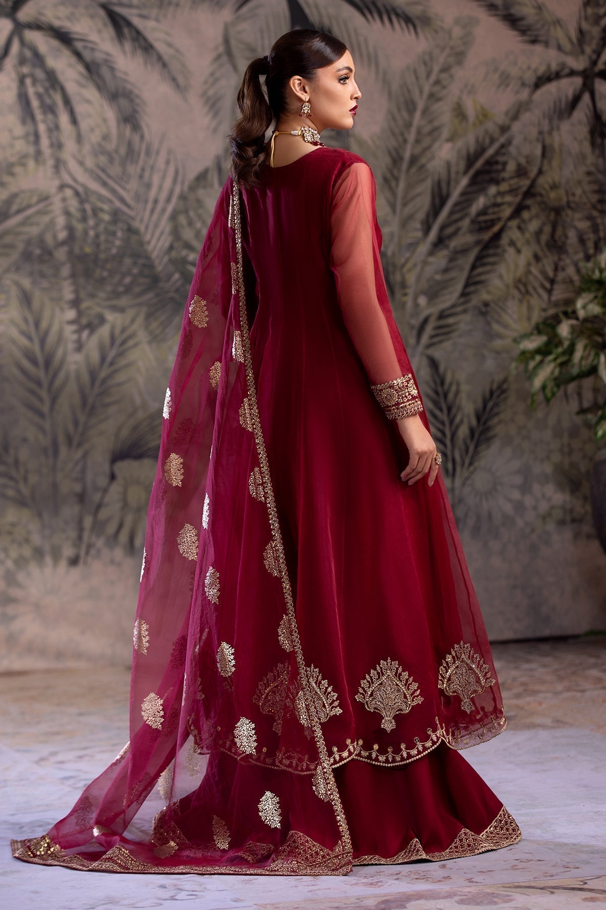 Charizma | Festive Pret | CMA-4-049 S Long Open Gown with Lehnga