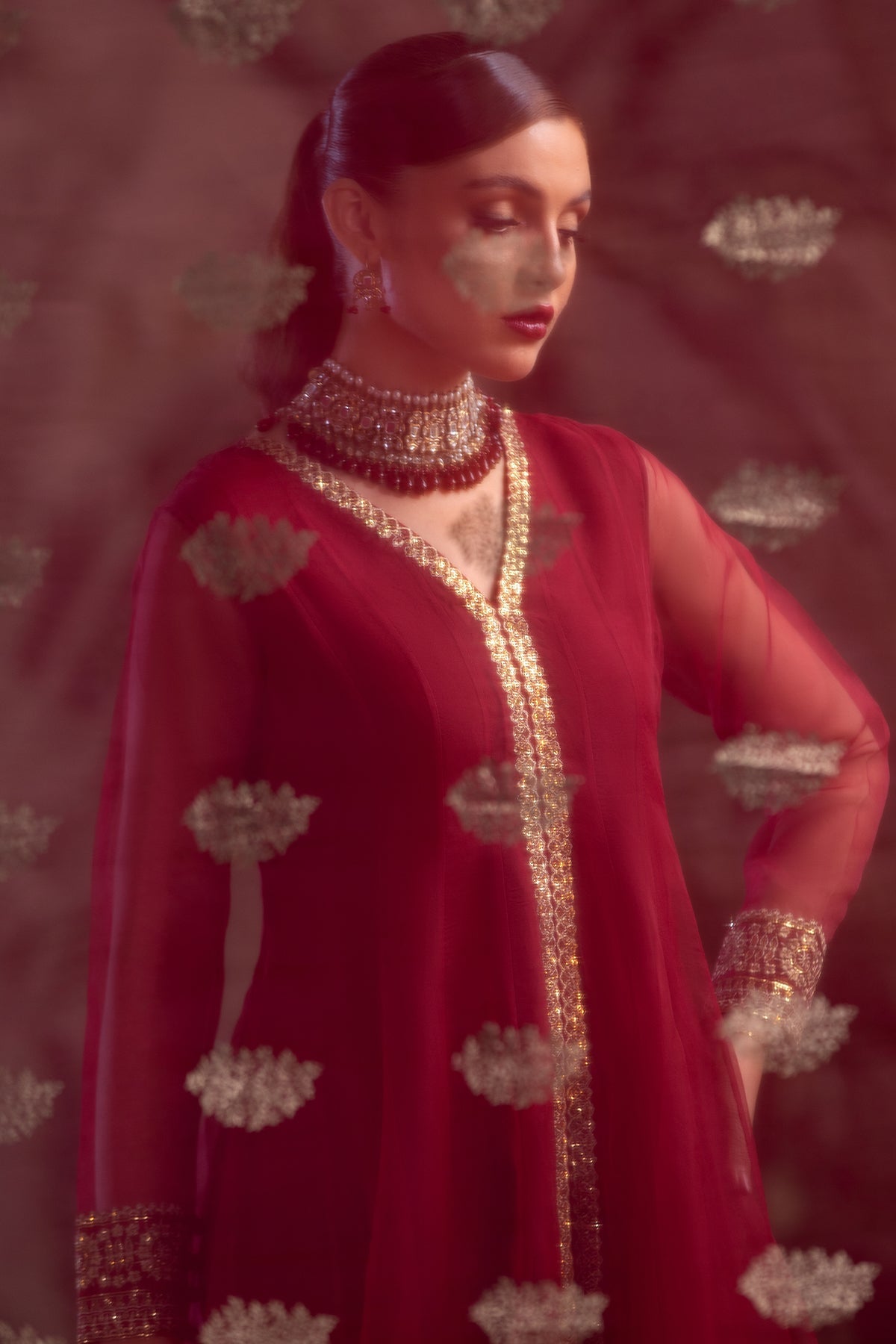 Charizma | Festive Pret | CMA-4-049 M Long Open Gown with Lehnga