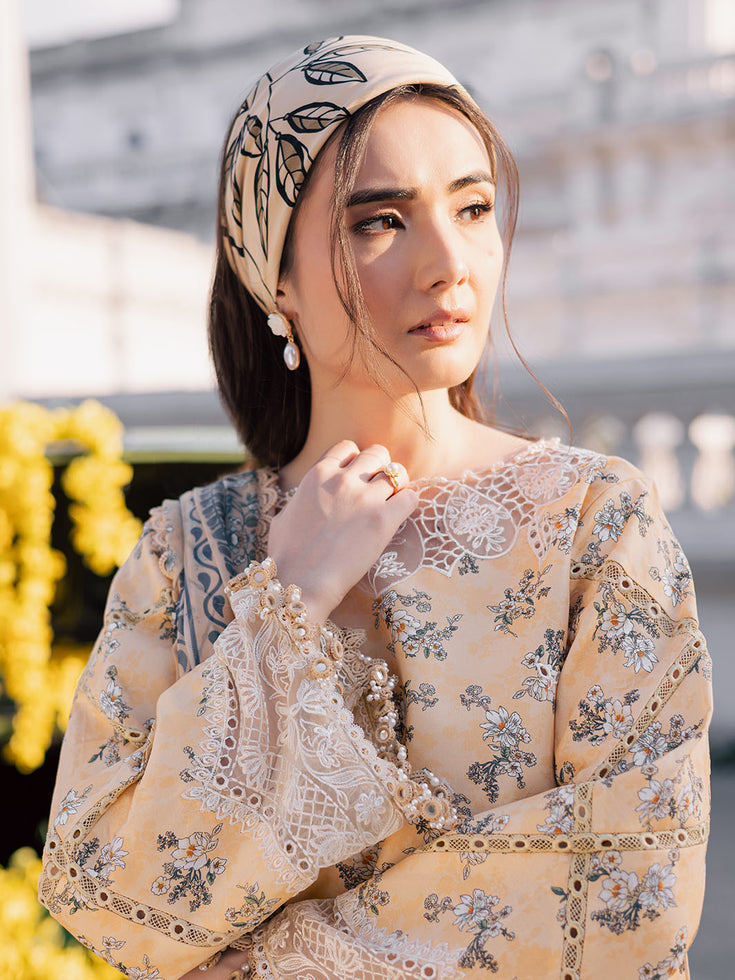 Parishay | IVY Bloom V2 Lawn | BLOOM-09 Custom Size Pale Peach Lawn