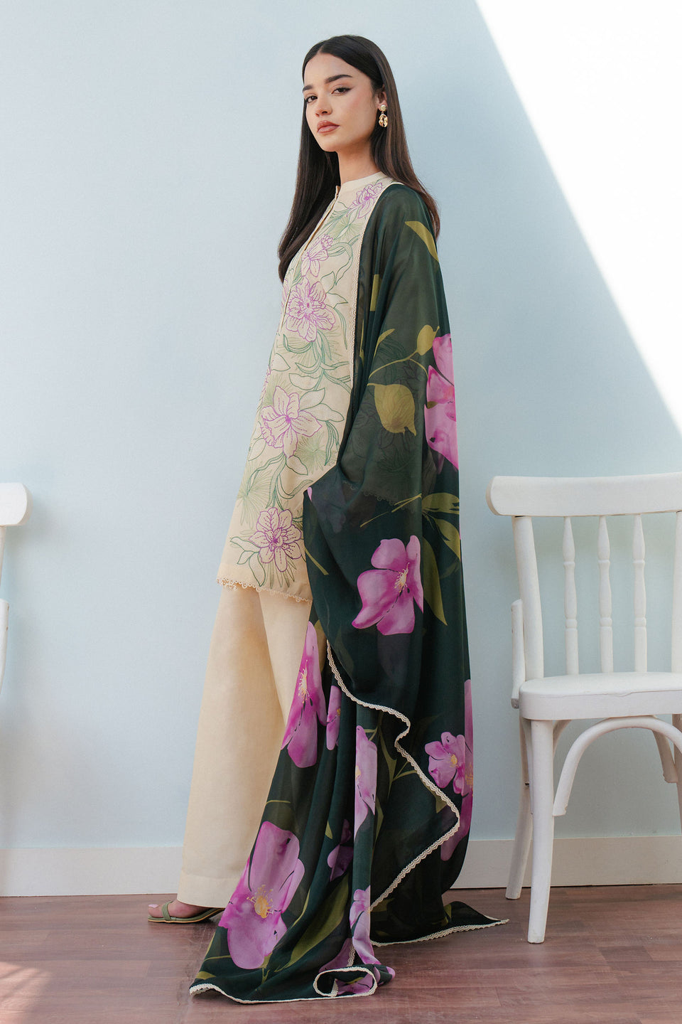 Zara Shahjahan | Coco Lawn 25 | BLOOM-1B L Beige Lawn