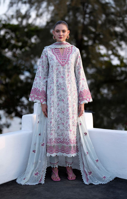 AJR Couture | Printakari Lawn 25 | Blush XS Ice Blue Lawn