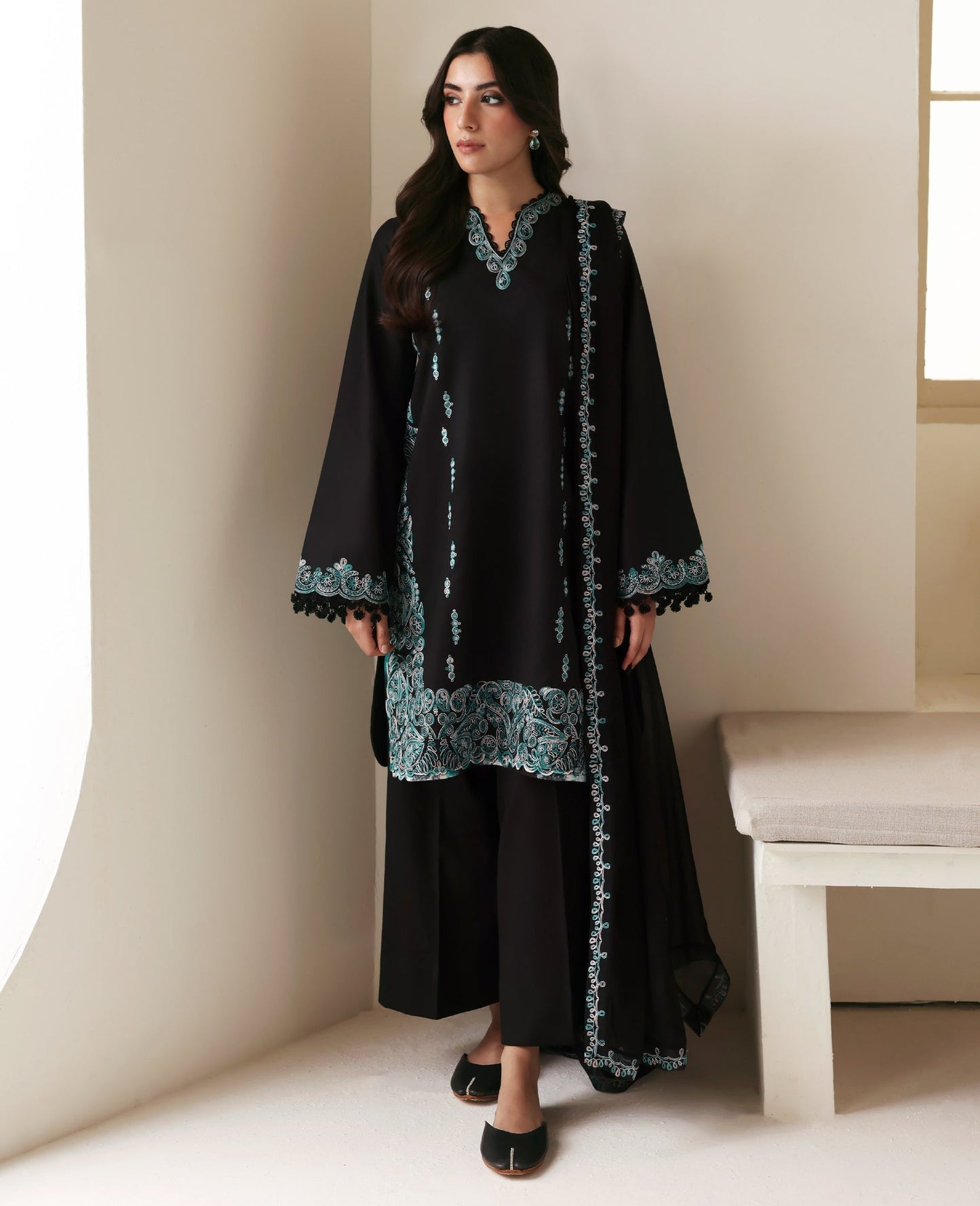 Republic Womenswear | Basics Pre Fall 25 | Noire by Republic Womenswear - Designer Dress - Type : Ladies Clothes - Available at Saira Sultan - 100% Original 