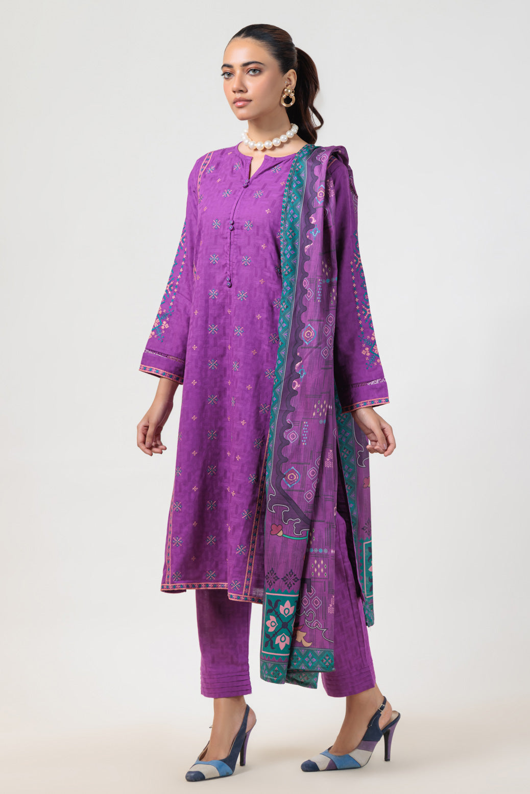 Bonanza Satrangi | Purple Jacquard 3 Piece (BPS2243P08) 12 Purple