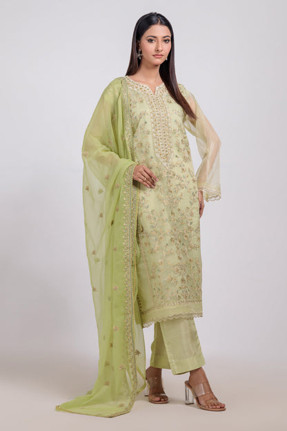 Bonanza Satrangi | Green Organza 3 Piece (BPS5243P15) 8 Green