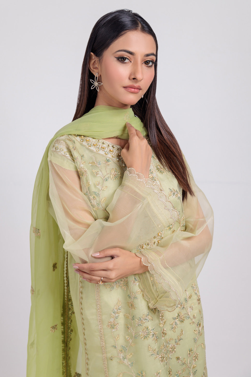 Bonanza Satrangi | Green Organza 3 Piece (BPS5243P15) 10 Green