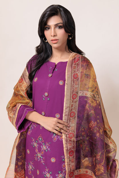 Bonanza Satrangi | Purple Cambric 3 Piece (BPS5243P36) 12 Purple