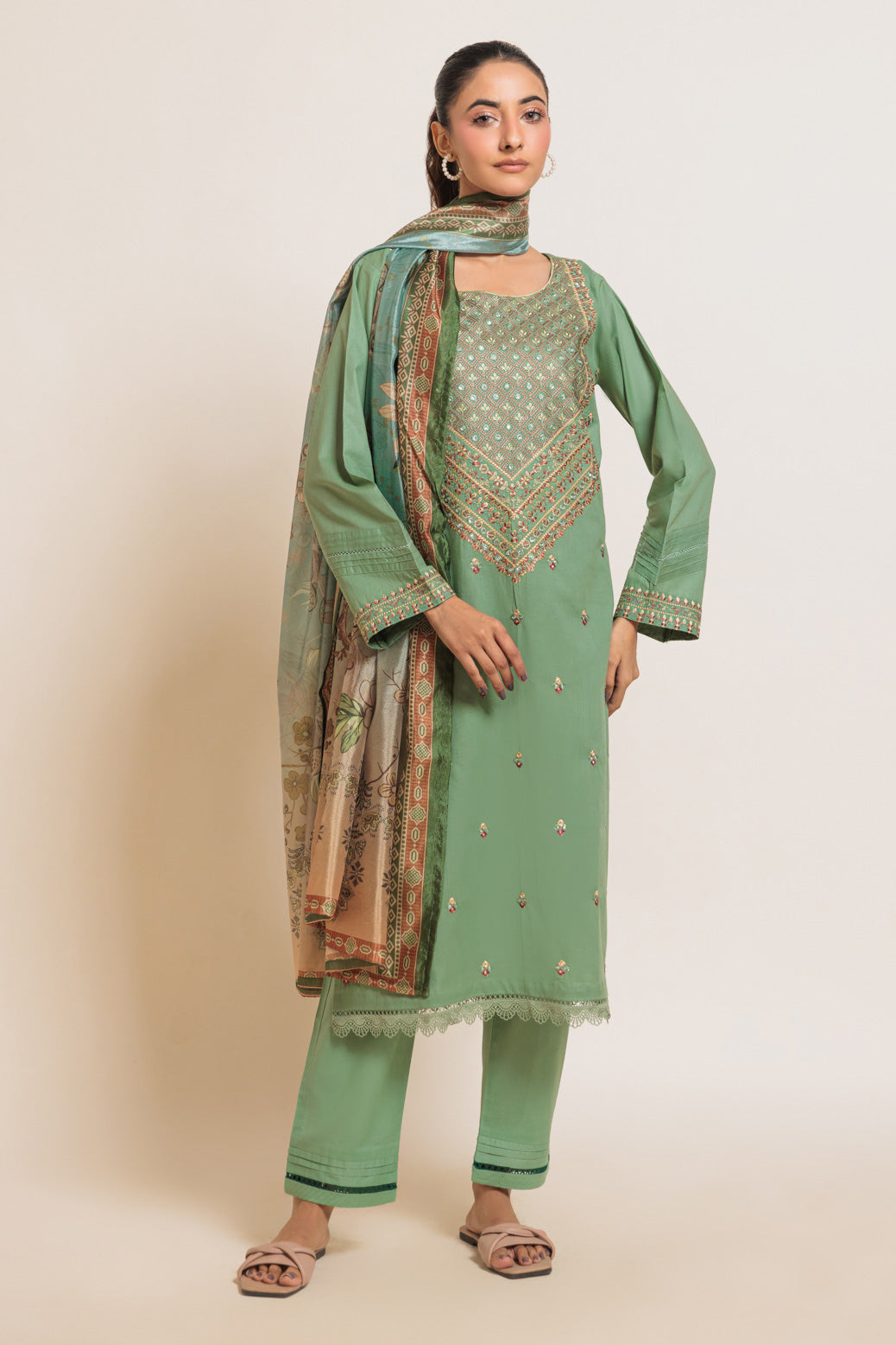 Bonanza Satrangi | Green Cambric 3 Piece (BPS5243P39) 8 Green