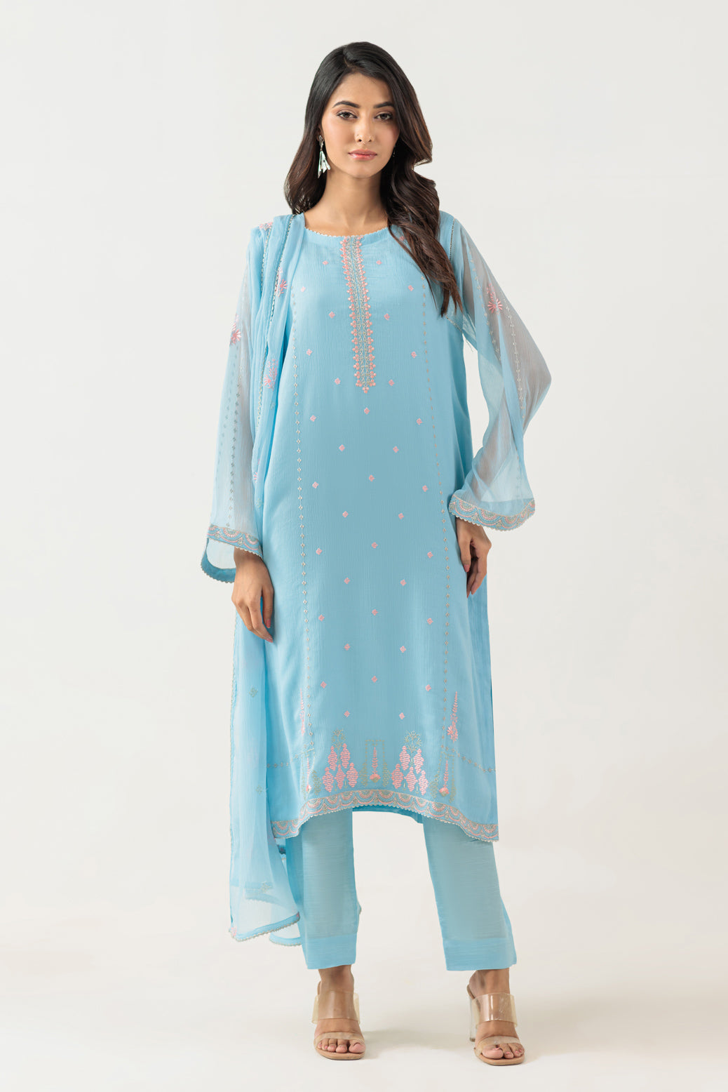 Bonanza Satrangi | Sky Blue Chiffon 3 Piece (BPS5243P44) 10 Blue