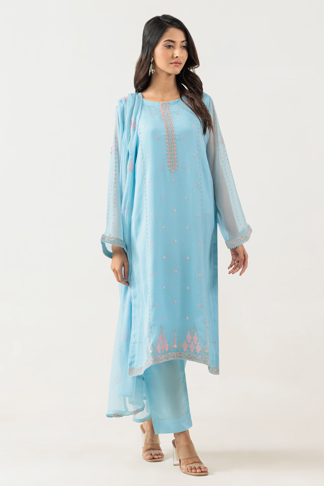 Bonanza Satrangi | Sky Blue Chiffon 3 Piece (BPS5243P44) 8 Blue
