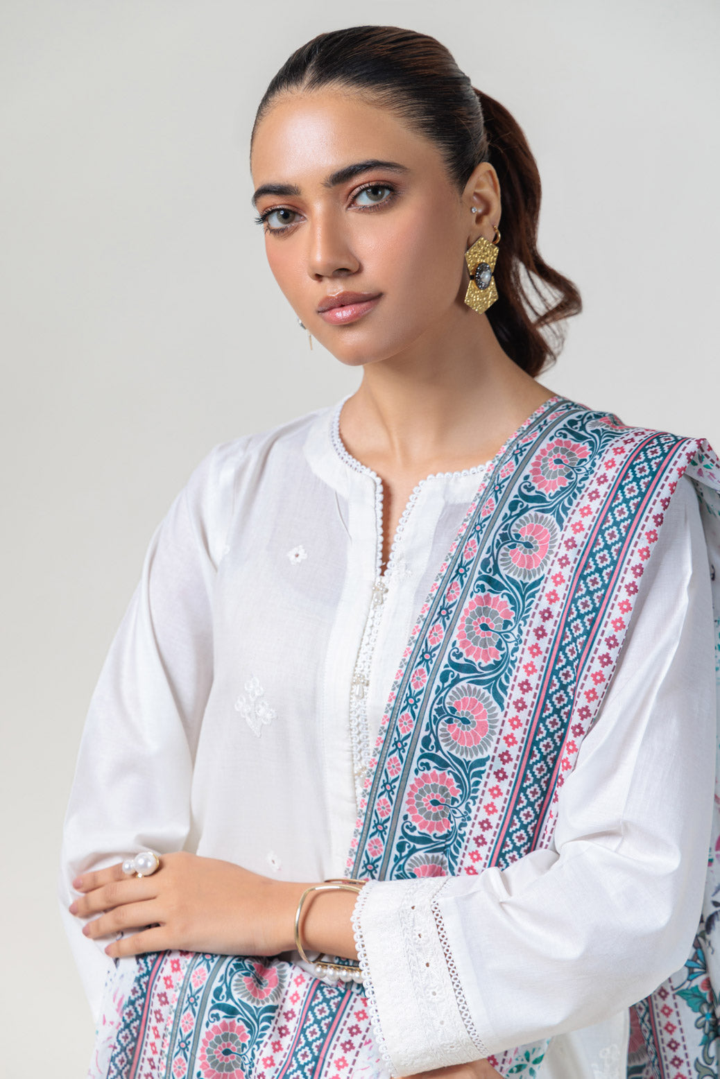 Bonanza Satrangi | White Cambric 3 Piece (BPS6243P23) 10 White