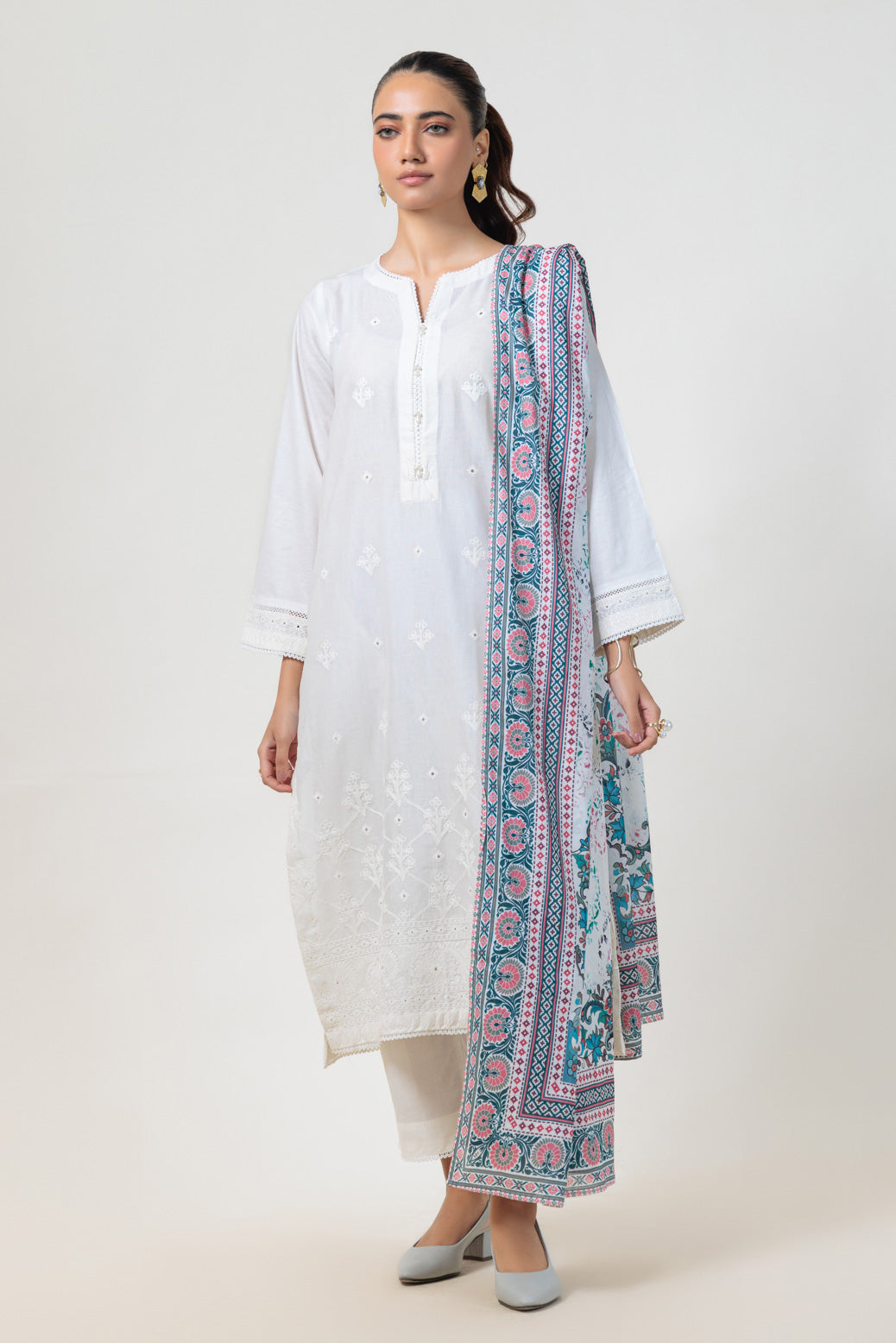 Bonanza Satrangi | White Cambric 3 Piece (BPS6243P23) 12 White