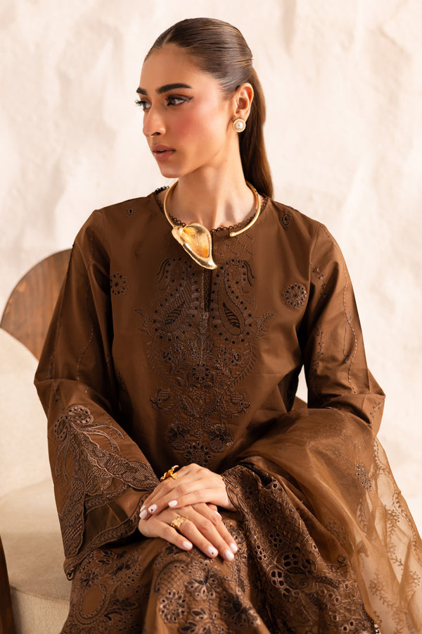 Marjjan | Guzel Lawn | SMC 206-A (Brown) - Pakistani Designer Dress - by Marjjan - Type : Ladies Clothes - 100% Original at Saira Sultan